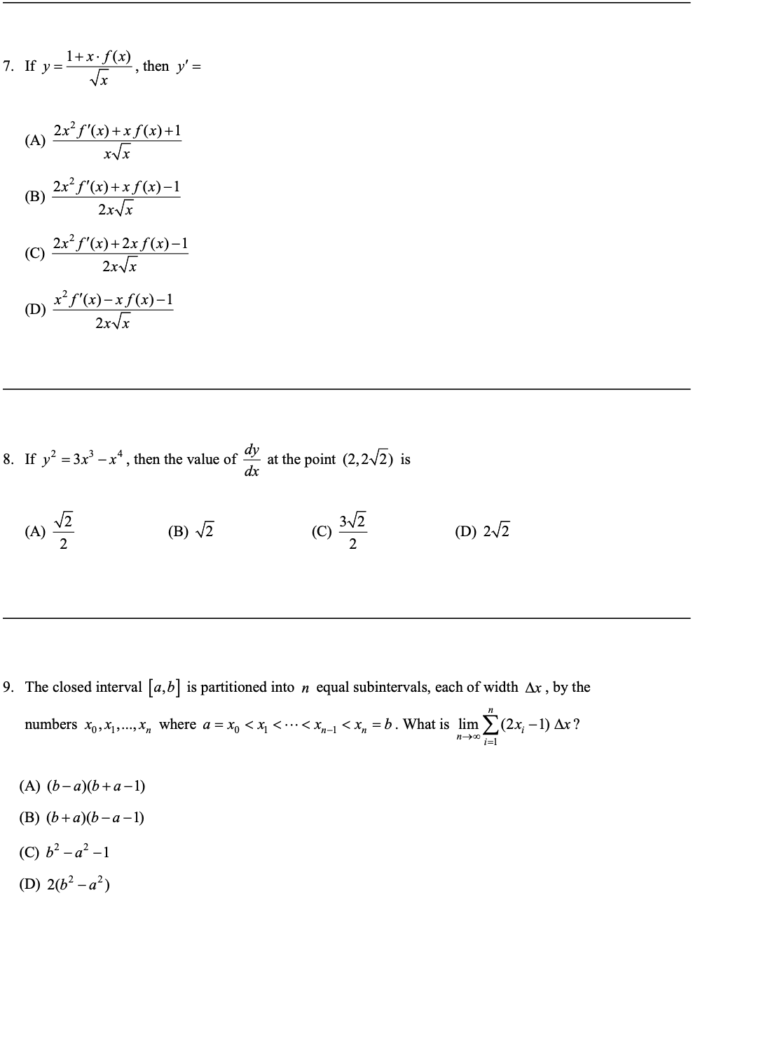 AP Calculus AB Practice Test 1